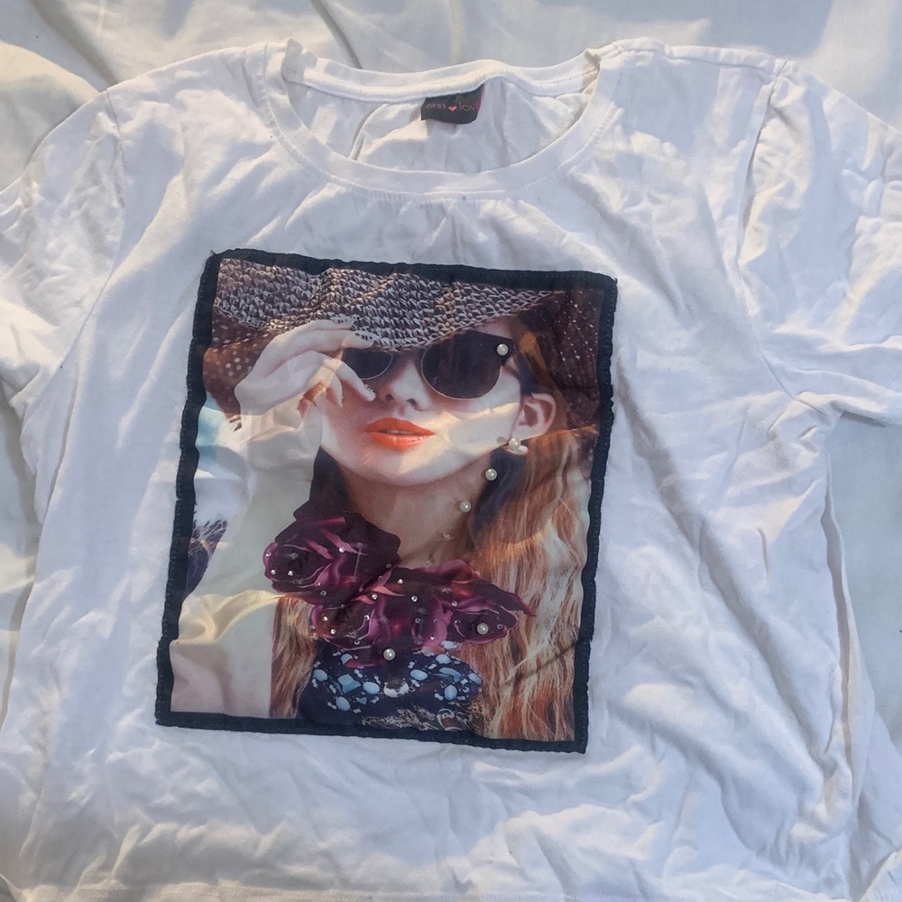 First Love White Graphic Tee